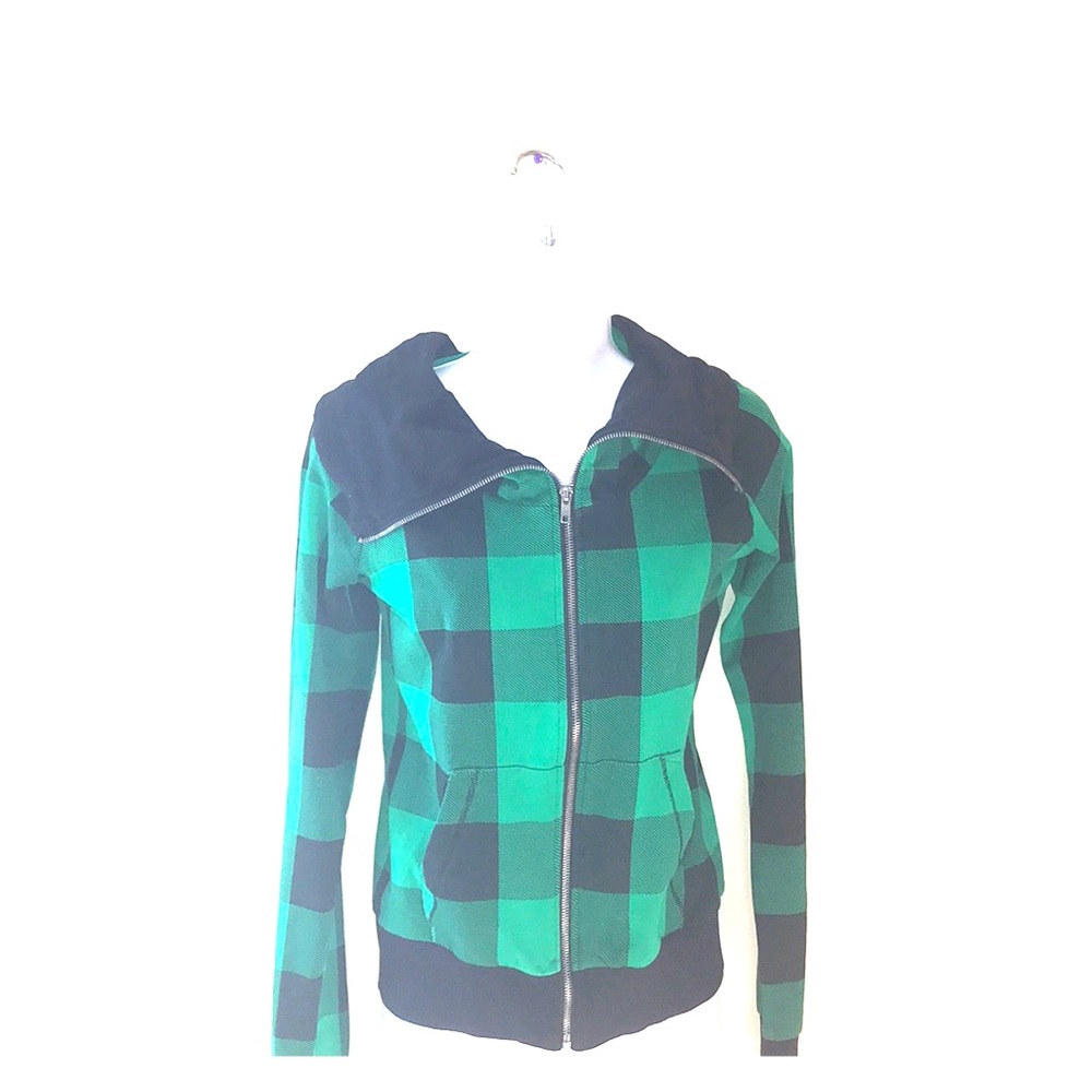 - Forever 21 green emerald plaid zip jacket S